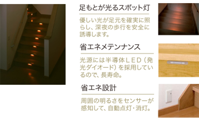 足もとが光るスポット灯