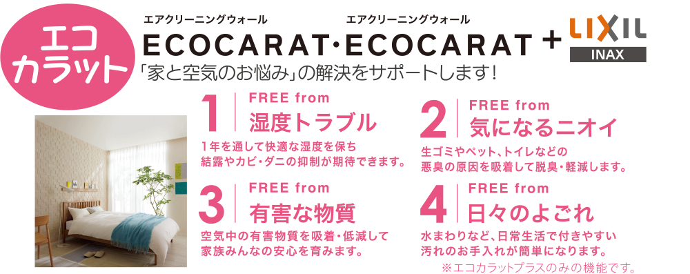 エアクリーニングウォール エコカラット 「家と空気のお悩み」の解決をサポートします！